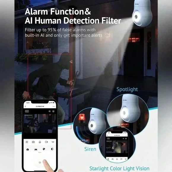 🆕  HD WI-FI Smart Light Bulb Wireless Camera NWT - Picture 6 of 7